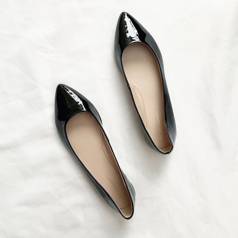 BCBGeneration Black Patent Pointed Flats